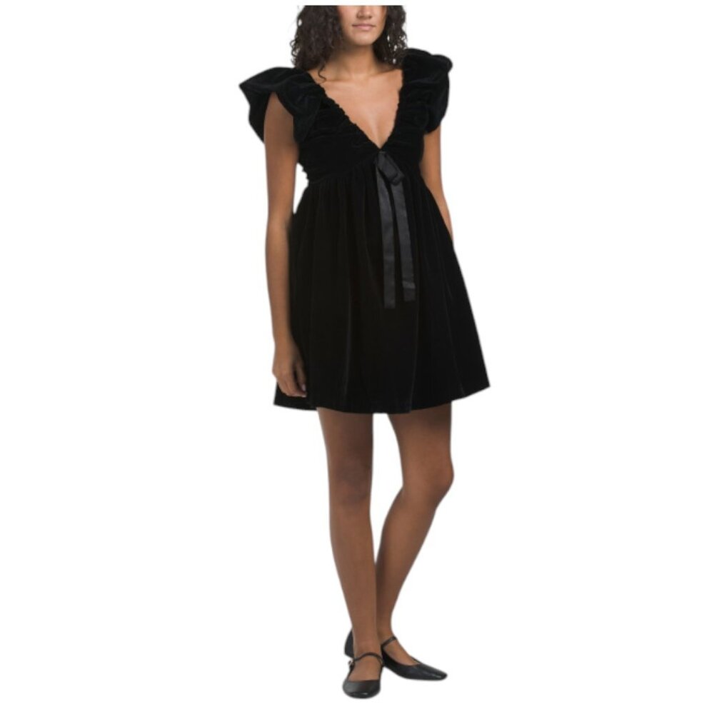 Endless Rose Elegant Black Ruffle Mini Dress